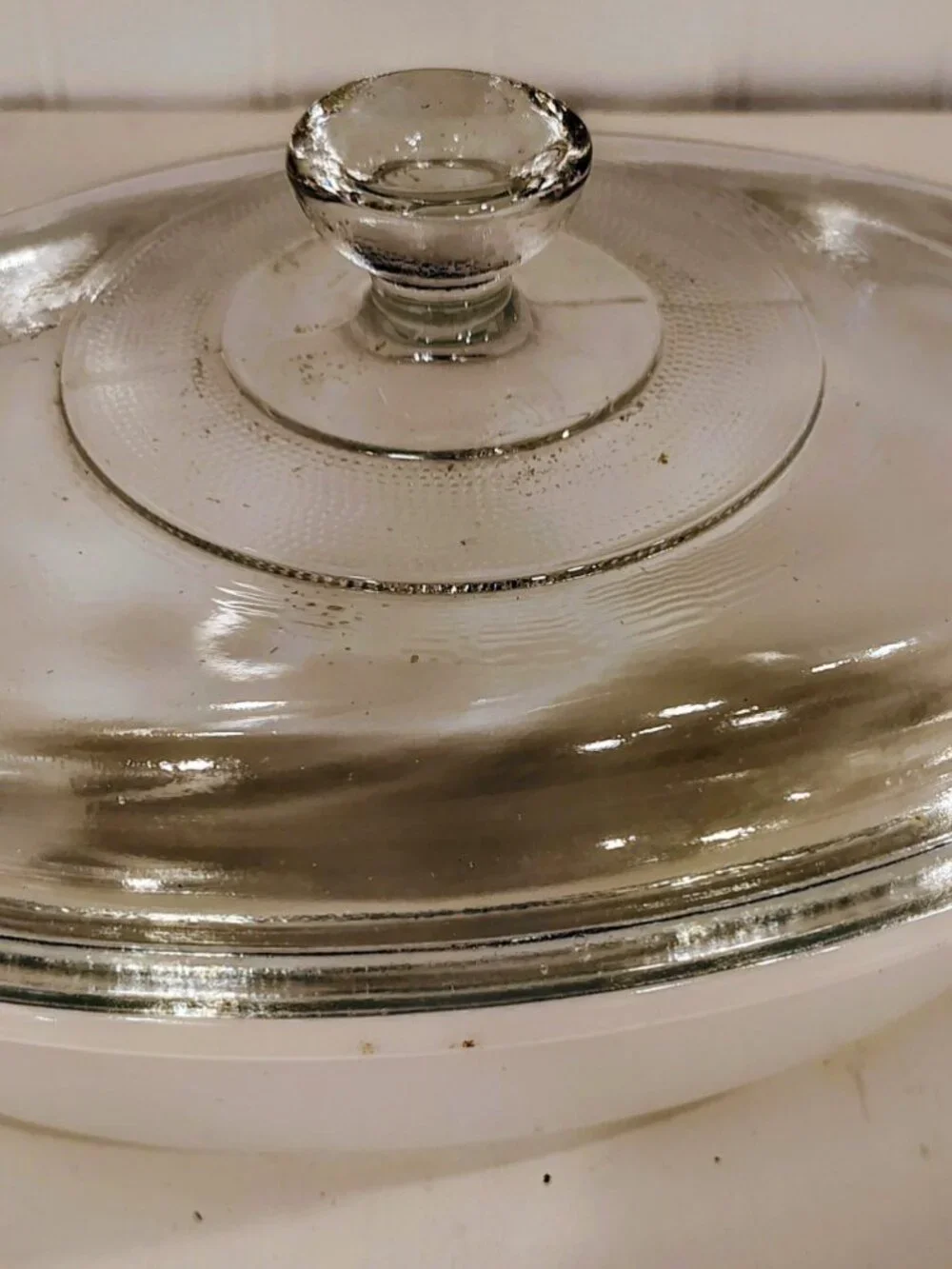 Vintage Glasbake Casserole Dish w/ Lid, 1 QT, Milk Glass